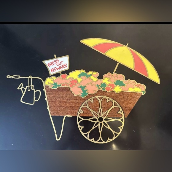 Vintage MCM Couroc of Monterey California Tray Flower Cart 18 x 12” - Picture 6 of 11